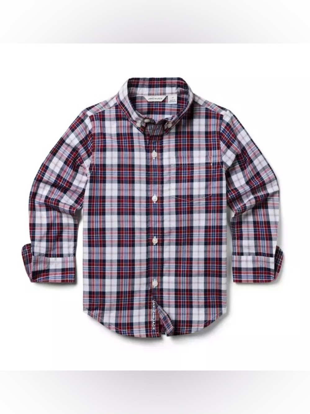 Brand New Janie and Jack Boys Long Sleeve Button Down Plaid Shirt, Size 5, NWT